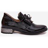 Zazoo Patent Leather Women's Low Heel Shoes with Bow 1399 Black | Shoptok.si