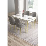 Hanah home trpezarijski set Tia, sto i 4 stolice, bela ploča, zlatne noge, siva tkanina Babyface | Eponuda.com