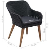 Poli Zunanji stoli z blazinami 2 kosa poli ratan črne barve | Shoptok.si