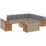 vidaXL 14-dijelni set vrtnih sofa s jastucima poliratan Bež | shoptok.hr