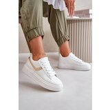 Boto Women's Sneakers On Platform Made Of Eco Leather White-Gold Brennessa | shoptok.hr