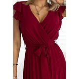 Numoco pleated dress with neckline and ruffles | ePonuda.com