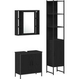  Kupaonske jedinice s umivaonikom 3 pcs Crna Konstruirano drvo | shoptok.hr