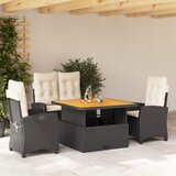  The Living Store Vrtna jedilna garnitura 4-delna z blazinami črn poli ratan - Vrtna Jedilna Garnitura, (21480824) | Shoptok.si