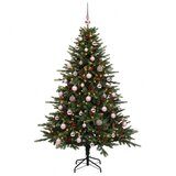 Umjetno božićno drvce s kuglicom 120 cm 150 LED lampica - Zelena 120 cm s LED-ima i ružičastim lopticama | shoptok.hr