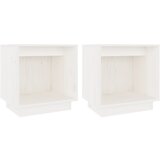 Furnova Nočna omarica 2 kosa bela 40x30x40 cm trdna borovina, (21927446) | Shoptok.si