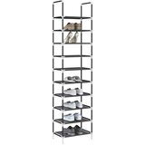 vidaXL stalak za cipele 10 razina crni 44x28x180 cm netkana tkanina | shoptok.hr