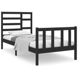The Living Store Posteljni okvir črn iz trdnega lesa 75x190 cm - Posteljni Okvir, (21529956) | Shoptok.si