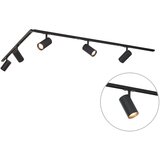 QAZQA Sodobni sistem tirnih svetil s 5 reflektorji črne barve 1-fazni - Iconic Mark Cene