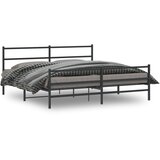 Metalni okvir kreveta s uzglavljem i podnožjem crni 200x200 cm | shoptok.hr