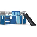 Krevet na kat s toboganom i zavjesama plavi 90 x 200 cm | Eponuda.com