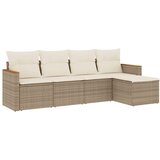  5-dijelni vrtni set sofa s jastucima bež od poliratana | shoptok.hr