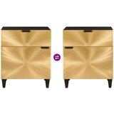  Noćni ormarić Crna i zlatna 50 x 33 x 60 cm masivno drvo manga | shoptok.hr