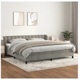  Box spring postelja z vzmetnico svetlo siva 200x200 cm žamet | Shoptok.si