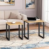  Set od 2 stolića za kavu stol za dnevni boravak s metalnim okvirom prirodna završna obrada | shoptok.hr