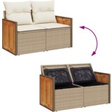 vidaXL Set od 11 dijelova vrtnog kauča s jastučićima Bež Poli ratan akacija, Set od 3 dijela vrtne blagovaonice s jastučićima Bež Poli ratan akacija | shoptok.hr