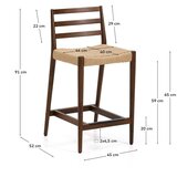 Kave Home Rjav/v naravni barvi barski stol iz masivnega hrasta (višina sedeža 65 cm) Analy – | Shoptok.si