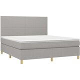  Box spring postelja z vzmetnico LED sv. siva 160x200 cm blago, (20789684) | Shoptok.si