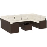 Maison Chic Seti vrtnega pohištva - Vrtna garnitura - Vrtni pohištvo set 10-delna z blazinami rjava poli ratan, (21811664) | Shoptok.si