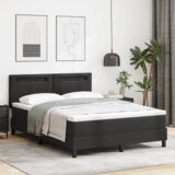 vidaXL Postelja s vzmetjo in vzmetnico v črni barvi, 160 x 200 cm, umetno usnje | Shoptok.si