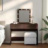 The Living Store Toaletna mizica z LED lučkami rjavi hrast 100x40x130 cm - Toaletna Mizica, (21671171) | Shoptok.si