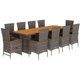 vidaXL 11-dijelni vrtni blagovaonski set s jastucima poliratan sivi | shoptok.hr