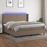  Krevet box spring s madracem LED smeđesivi 200x200 cm tkanina | shoptok.hr