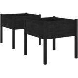  Vrtne sadilice 2 kom crne 70 x 70 x 70 cm od masivne borovine | shoptok.hr