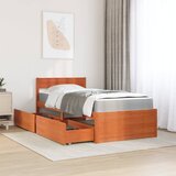 Krevet s ladicama i madracem voštano smeđi 90x190 cm borovina | Eponuda.com