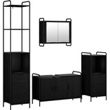  Set ormarića za kupaonicu 4 kom. Crni hrast 40 x 36 x 200 5 cm - Crni hrast Ormar ispod sudopera (3 vrata) + viseći ormar + kupa | shoptok.hr