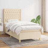  Krevet s oprugama i madracem krem 90 x 190 cm od tkanine | shoptok.hr