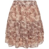 Trendyol Beige Mini Lined, Flared Chiffon Woven Skirt Cene
