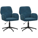 vidaXL Vrteči pisarniški stoli 2 kos 54 x 55 x 90 cm Modra Žamet | Shoptok.si