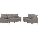  2-dijelni set sofa s jastucima smeđesivi od tkanine | shoptok.hr