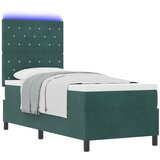 vidaXL Škatlasta postelja z vzmetnico in LED temno zelena 80x200 cm žamet, (22050469) | Shoptok.si