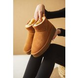 Capone Outfitters Thick Soled Round Toe Furry Inside Tan Suede Half Boots | shoptok.hr