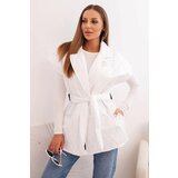 Kesi Włoski Women's quilted vest with a belt and wide collar white | shoptok.hr