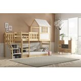 Molarem Home Drveni dječji povišeni krevet Antresola sa stepenicama - 200x90cm - svijetlo drvo | shoptok.hr