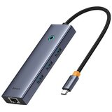 Baseus 4-v-1 UltraJoy USB-C do 3x USB 3.0 + RJ45 vozlišče (sivo) | Shoptok.si