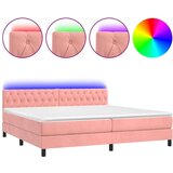  Box spring postelja z vzmetnico LED roza 200x200 cm žamet, (20788922) | Shoptok.si