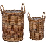  Košara za saksije s pohranom 2 pcs Smeđa Kubu Ratan | shoptok.hr