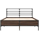  Posteljni okvir rjav hrast 140x200 cm inženirski les in kovina | Shoptok.si
