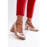 Boto Faux Leather Pumps on Block Heel Gold Raniyah | shoptok.hr