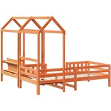  Set kreveta i klupe s krovom voštano smeđi 80x200 cm borovina | shoptok.hr