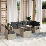 Maison Chic Seti vrtnega pohištva - Vrtna garnitura - Vrtni pohištvo set 7-delna z blazinami siv poli ratan, (21801805) | Shoptok.si