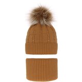 AGBO Girl's winter set: hat and tube scarf camel Lawa with pompom | shoptok.hr