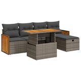  6-dijelni set vrtnih sofa od poliratana s jastucima sivi | shoptok.hr