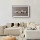  Plakat - Crane Dance - light bird silhouettes on a warm-gray textured background 30x21 Crni okvir s margom | shoptok.hr