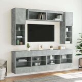  6-dijelni set zidnih TV ormarića s LED svjetlima boja betona | shoptok.hr