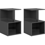 vidaXL Nočna omarica 2 kosa visok sijaj siva 35x35x55 cm iverna plošča | Shoptok.si